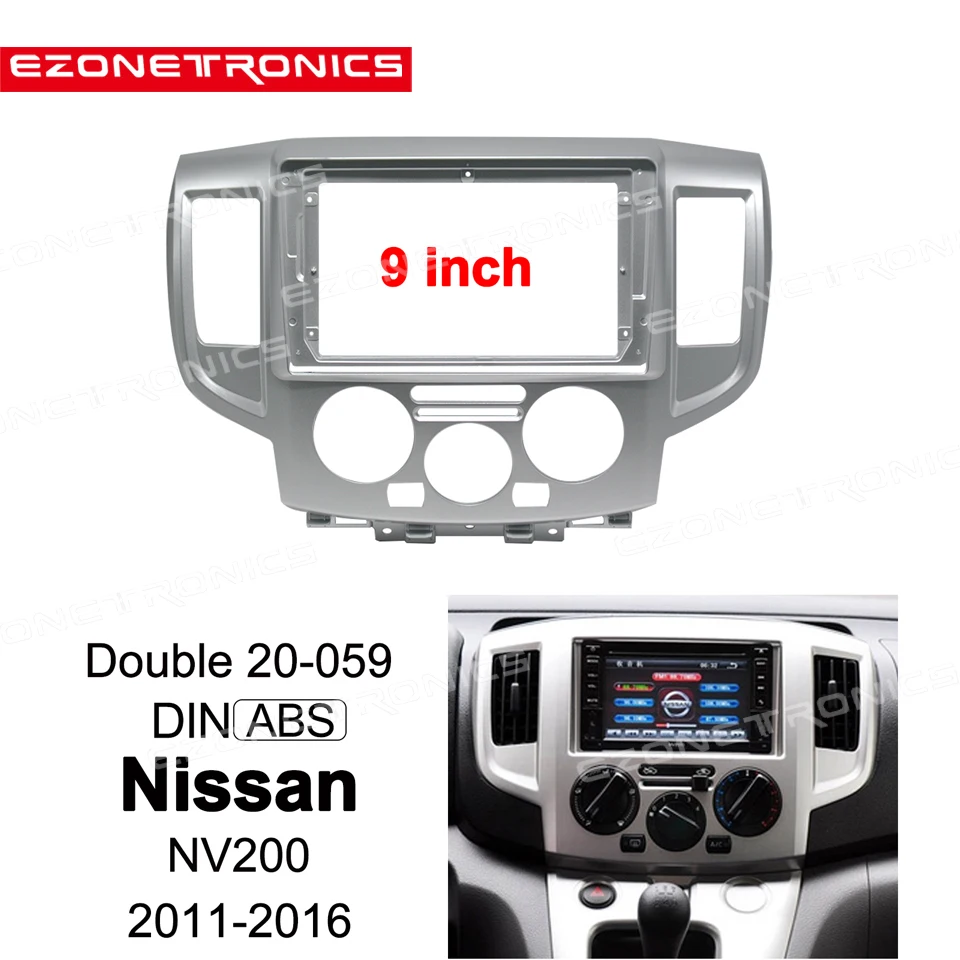 2din Autós DVD-Keret Audio Adapter Felszerelése Dash Trim Készletek Facia Panel 9inch Nissan NV200 2011-2016 Dupla Din Rádió Lejátszó
