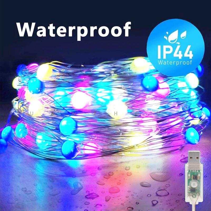 16 színű Réz Drót fényfüzér Beltéri USB Powered RGB Garland String Fény, LED-es Újszerű Világítás Fél Kerti Dekor Világítás