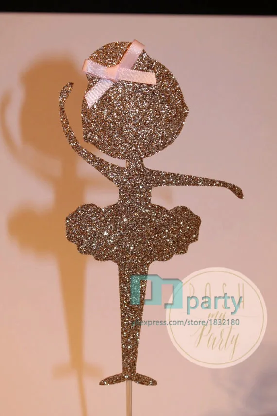 Kézzel készített Arany Balerina Cupcake Toplisták,Csillogó Balett Születésnap, Party Dekoráció, Arany balerina,, Dance party balett dekoráció