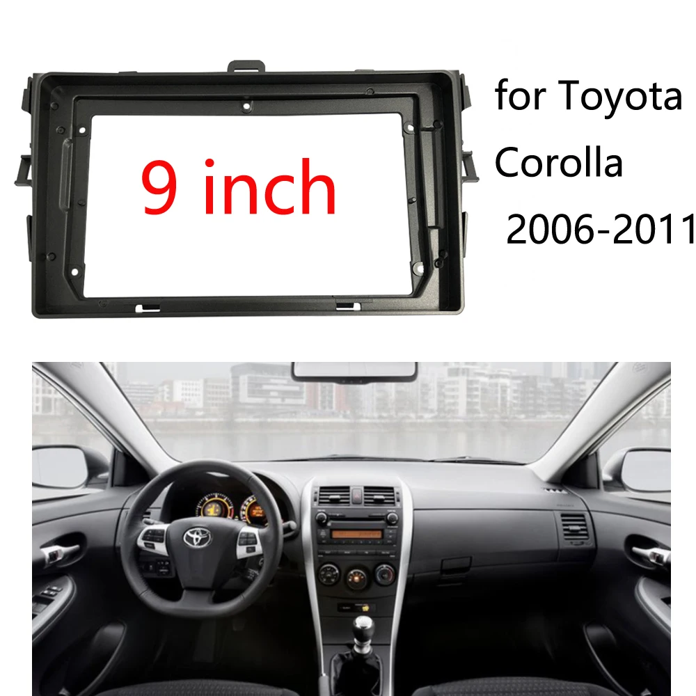 2 Din-Auto Rádió Keret Toyota Corolla 2006 2007 2008 2009 2010 2011 2012 Refit 9 Inch Nagy Képernyőn Autó Multimédia Lejátszó