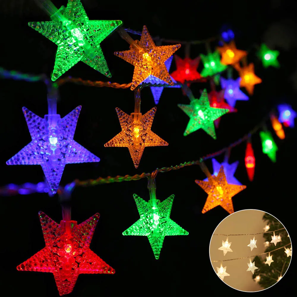 String Lámpák Kültéri Vízálló karácsonyfa Fényei Garland Fény Esküvői LED Ragyogj Csillag Tündér Világítás Beltéri Függöny Fények