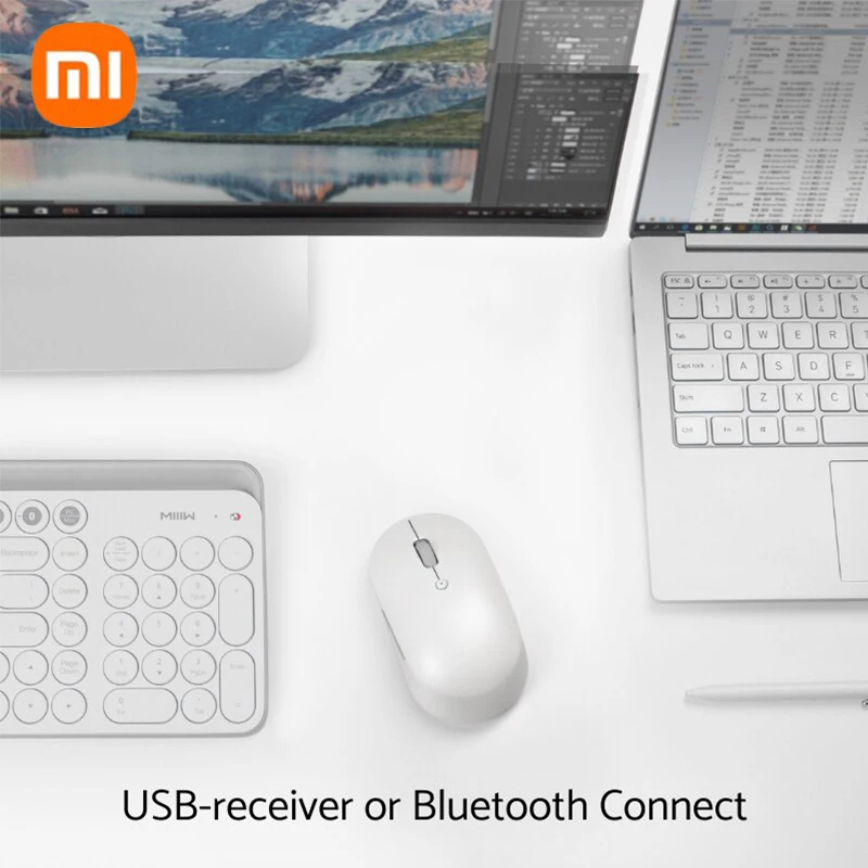 Xiaomi Mi Vezeték nélküli Egér Csendes Szerkesztő Bluetooth-USB-a Kettős Mód Kapcsolat Protable Mini Vezeték nélküli Egér Globális Verzió Kép 3 