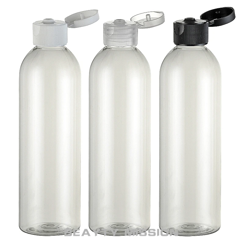 SZÉPSÉG KÜLDETÉS nagykereskedelmi 250ml átlátszó flip top kupak műanyag kozmetikai üveg,250cc konténerek 24 db/sok