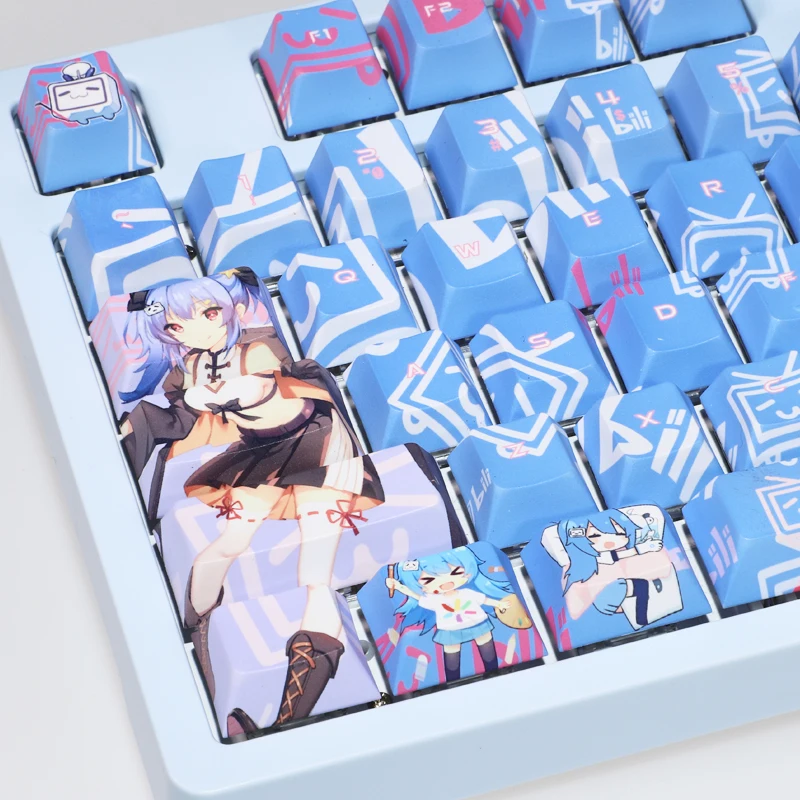 Mechanikus Billentyűzet 104 Kulcs PBT Keycaps Cseresznye Profil Anime Rajzfilm Aranyos Lány Háttérvilágítású Keycap Egyéni Festék-subbed Gamer Mx Kapcsoló