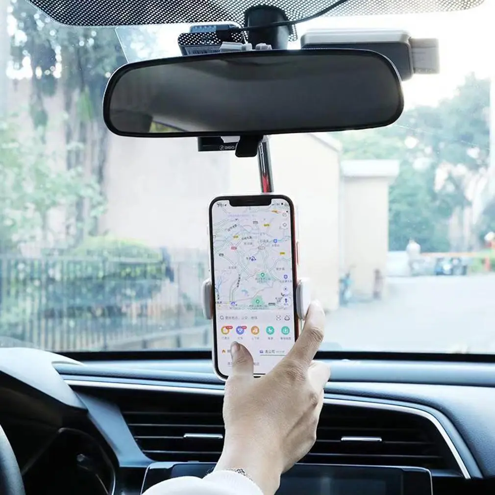 360 Fokos Autó Visszapillantó Tükör-Hegy Telefon tartó iPhone 12 GPS Ülés Okostelefon Telefon Jogosultja Állvány Állítható Támogatás