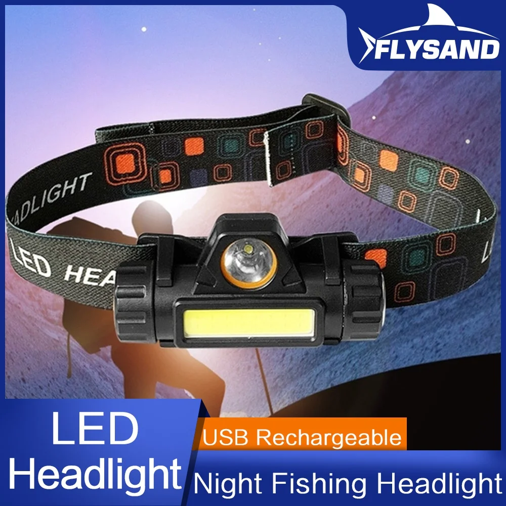 FLYSAND Kerti Kemping Hordozható Mini COB LED Fényszóró USB Töltés Halászati Fényszóró Zseblámpa 2 Mód beépített 18650 akku