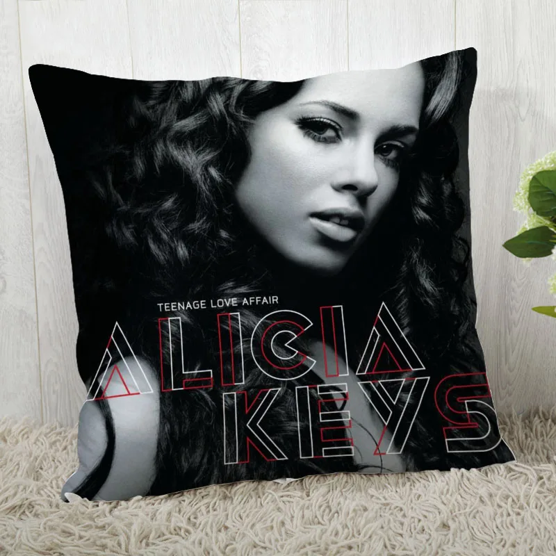 Forró Eladó Egyedi Dekoratív Párnahuzat Alicia Keys Tér Cipzáras Párna Fedezi a Legjobb Szép Ajándék 20X20cm 35X35cm 40x40cm