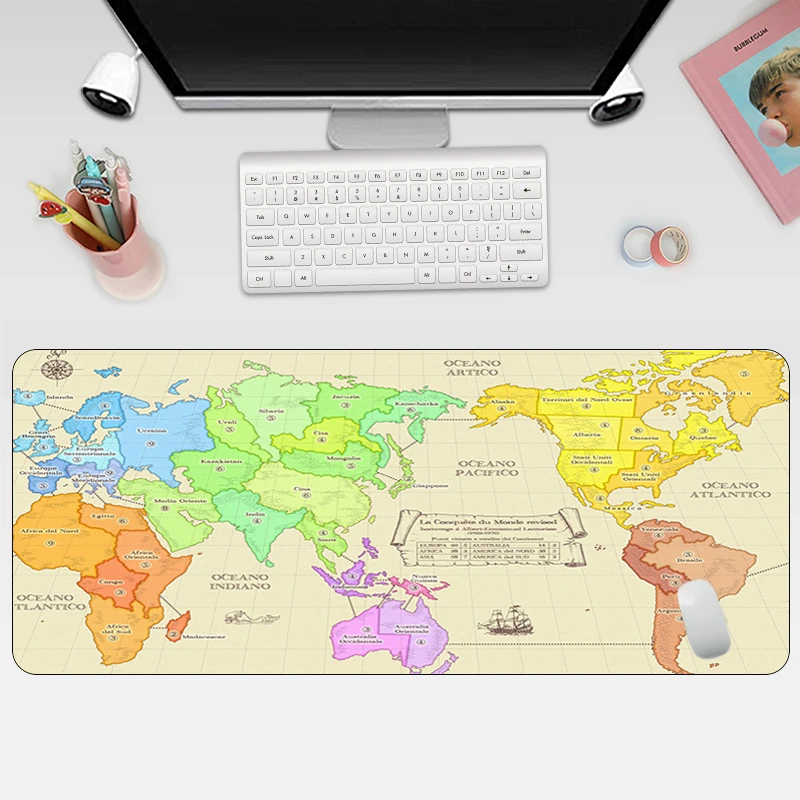 Divat Világában Térkép Mousepad Nagy Gumi Számítógép, Szőnyeg XL Szőnyeg Otaku Gaming Mouse Pad Grande Office Billentyűzet, Laptop Asztal Pad Kép 5 