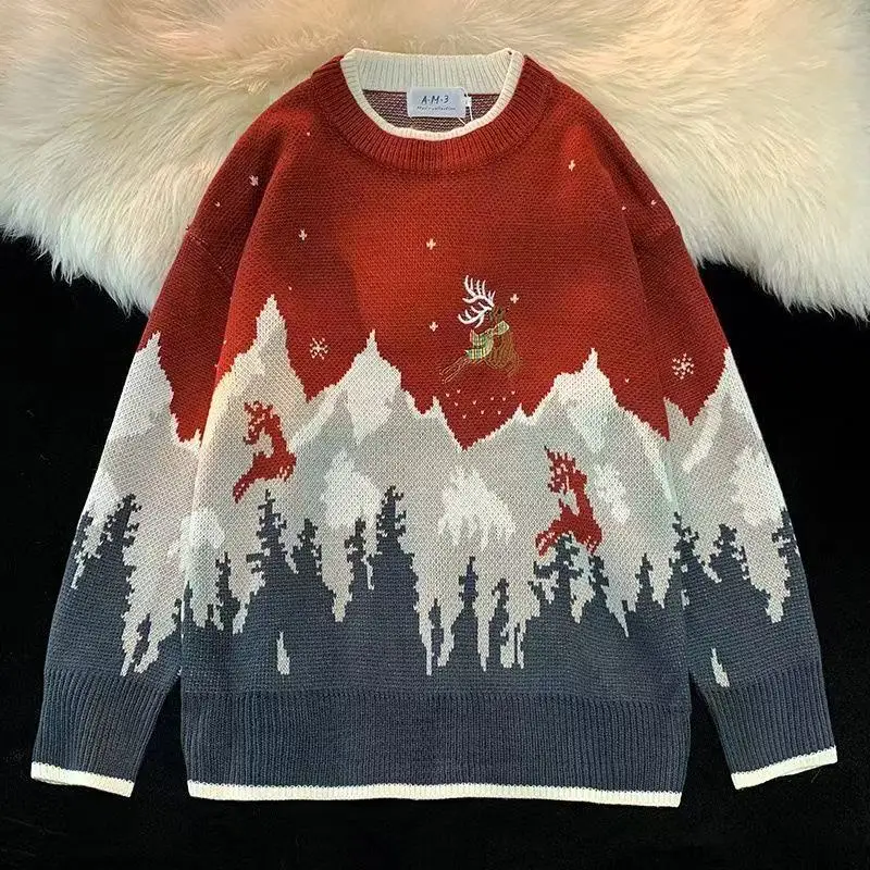 Férfi pulóver Pár stílus pullovers Őszi-téli divat Karácsonyi stílusban pulóverek Plus size-férfi, női pulóver