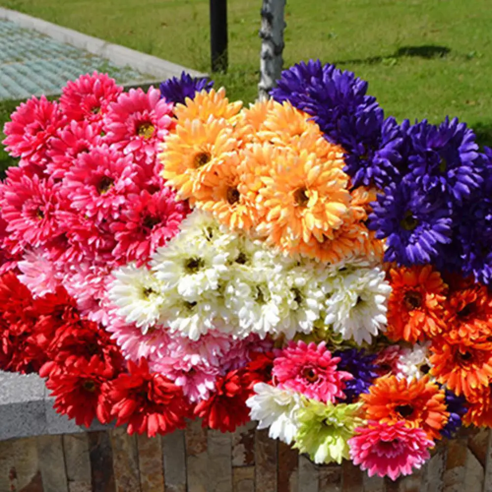 1 Pc Mesterséges Selyem Gerbera Virág Esküvő Fél Csokor Otthon Kert Dekoráció
