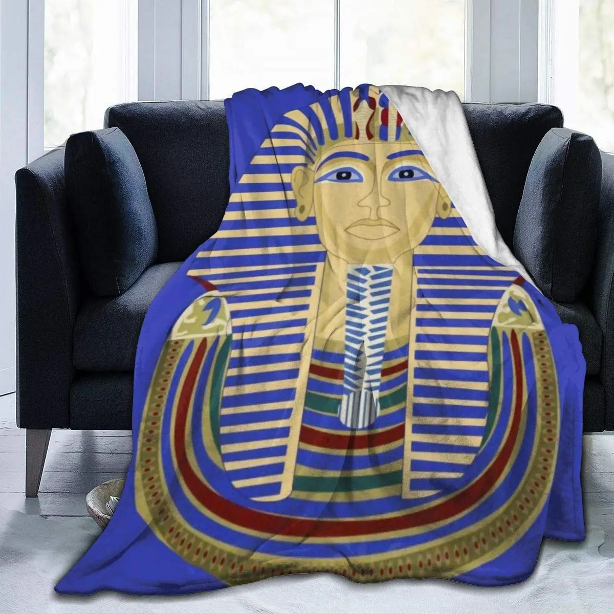 Király Tutankhamon Fáraó Egyiptom TUT Egyiptomi Karácsonyi Kanapé Takaró Minden Évszakban Alkalmas a Nők, Férfiak, Gyerekek Ajándék Nyomtatott