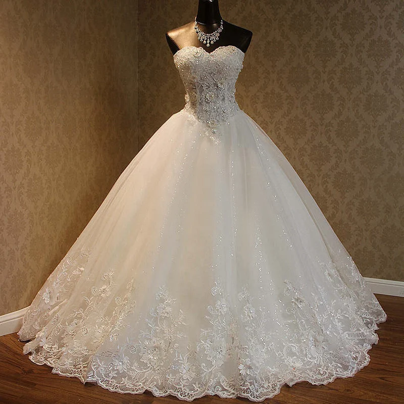 Divat-luxus gyöngyfűzés esküvői ruha vestido de noiva csipke házas plus size menyasszony esküvői ruhák casamento