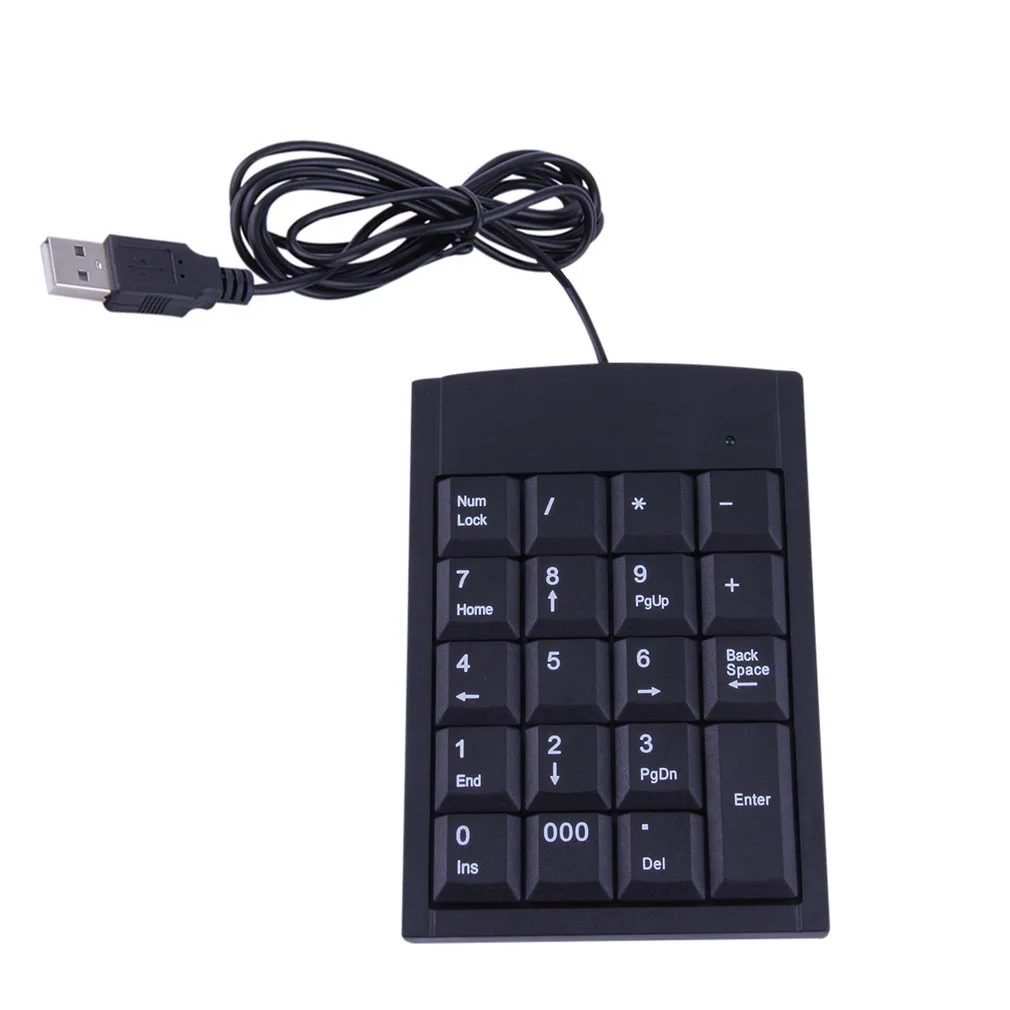 Hot Kiváló Minőségű 1db mini USB Numerikus Billentyűzet Vezetékes Billentyűzet Adapter 19 Kulcsok, Laptop, PC Fekete Legújabb