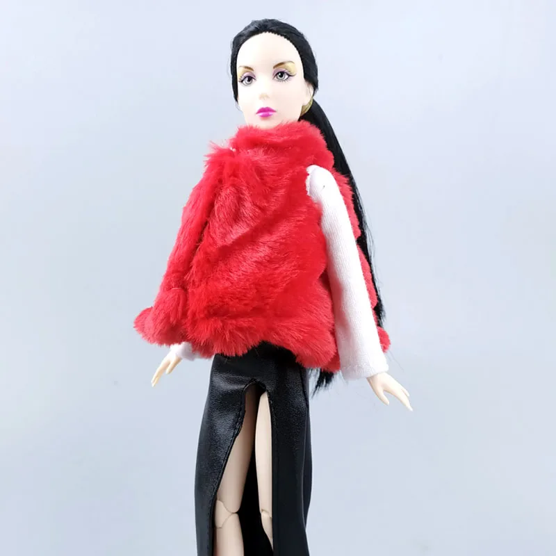 A hölgy Fehér, Fekete, Hosszú Ujjú Ruha & Vörös Bunda Barbie Babák Ruhák Ruhák 1/6 BJD Baba Kiegészítők, Játékok Gyerekeknek Kép 3 