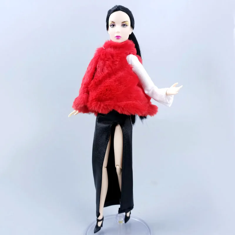 A hölgy Fehér, Fekete, Hosszú Ujjú Ruha & Vörös Bunda Barbie Babák Ruhák Ruhák 1/6 BJD Baba Kiegészítők, Játékok Gyerekeknek Kép 4 