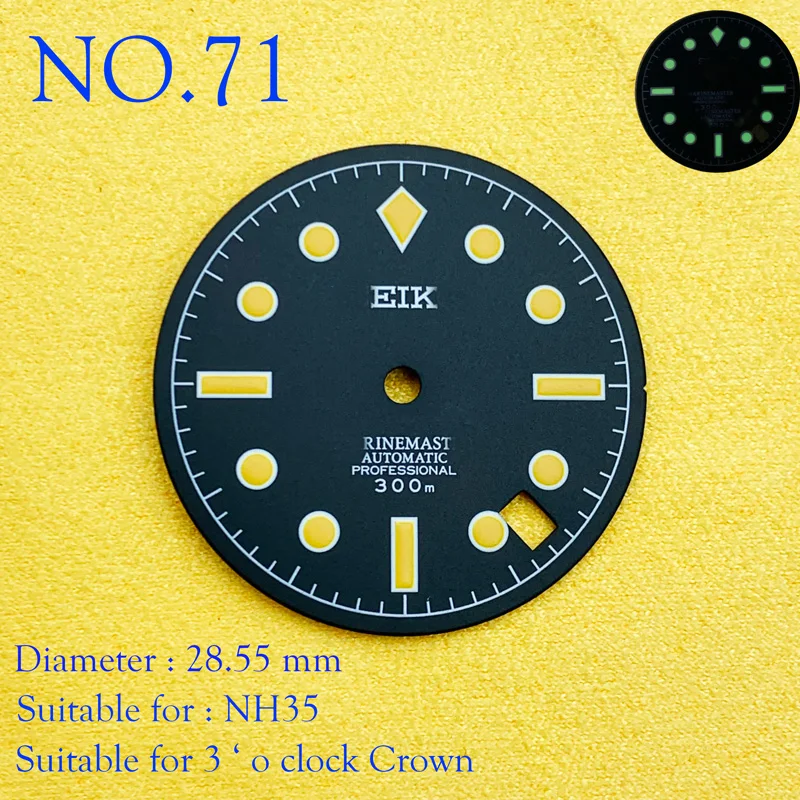 NH35 Új Módosított Nézni Szó szerinti C3 Világító Számlap Óra Számlap SKX007 Kis Milliméteres 28.5 mm Abalone NH35 Egyetemes NINCS.71