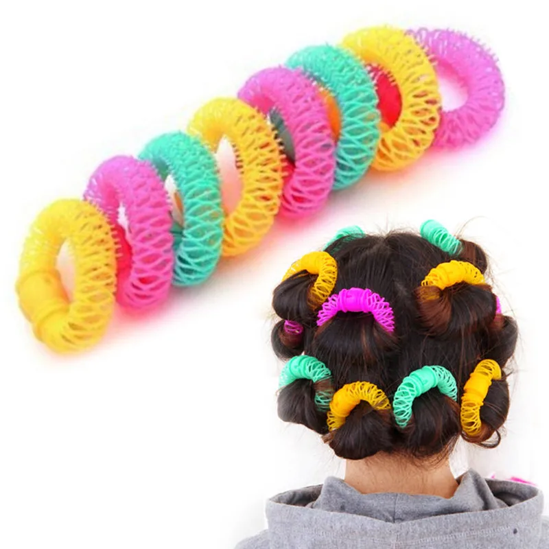 8 Db Hairdress Mágikus hajcsat Spiral Curls Roller Fánk Göndör Haj Stílus Eszköz Haj Tartozékok DIY 7cm*6 cm