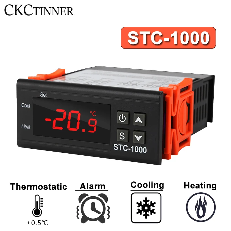 LED Digitális Termosztát Hőmérséklet-szabályozó STC-1000 kiváló megjelenést biztosít Relé Fűtés Hűtés Inkubátor AC 110-220V