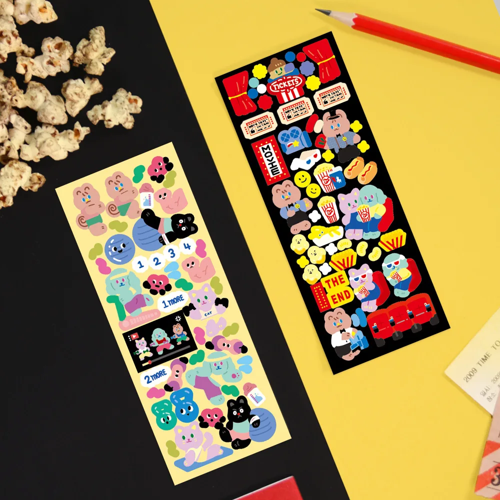 1db Aranyos koreai Rajzfilm Medve matrica DIY Napló fotóalbum Mobiltelefon Dekoráció Anyag Címke Aranyos Irodában, Iskolában, Papíráru