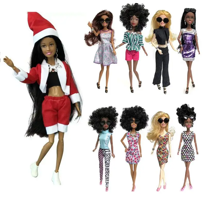 Új Érkeznek Divat Karácsonyi Ajándék Baba Hercegnő Afrikai Számok Játék Fekete Test Dress Barbie-Játék, a Legjobb DIY Új Év Jelenlegi Kép 0 