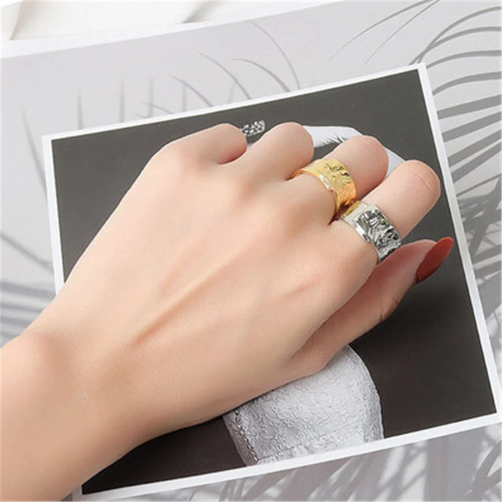 QIAMNI Minimalista Vaskos Pár Ujj Gyűrű Divatos Geometrikus Fényes Nyitva Gyűrűk Női Női Esküvői Ékszerek, Ajándékok