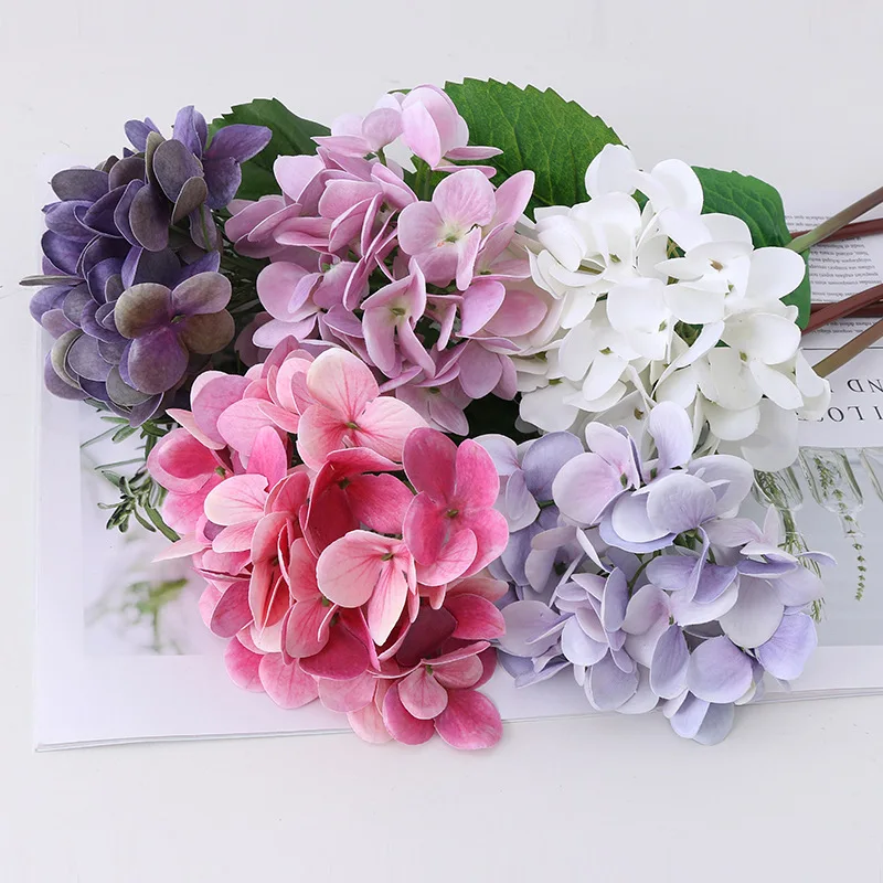 Mesterséges Virágokat 3D Nyomtatás Igazi Kapcsolatot hortenzia esküvői lakberendezési Hamis Virág Lila, Rózsaszín, Kék, Fehér, Piros, Latex, Hortenzia