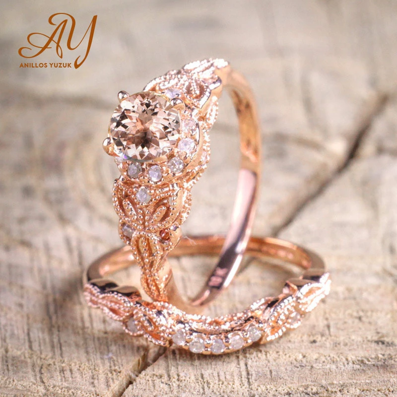 Női Nagy Ovális Kő Gyűrű Készlet Luxus 925 Ezüst/Rose Arany Gyűrű Vintage Esküvői Zenekar Ígérete, Eljegyzési Gyűrűk, Nők