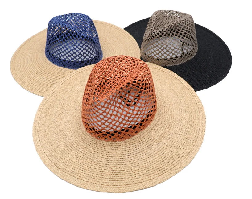 202006-gaoda nyári kézműves raffia fű Üreges szőni a kalap sapka férfi női panama jazz kerti kalap