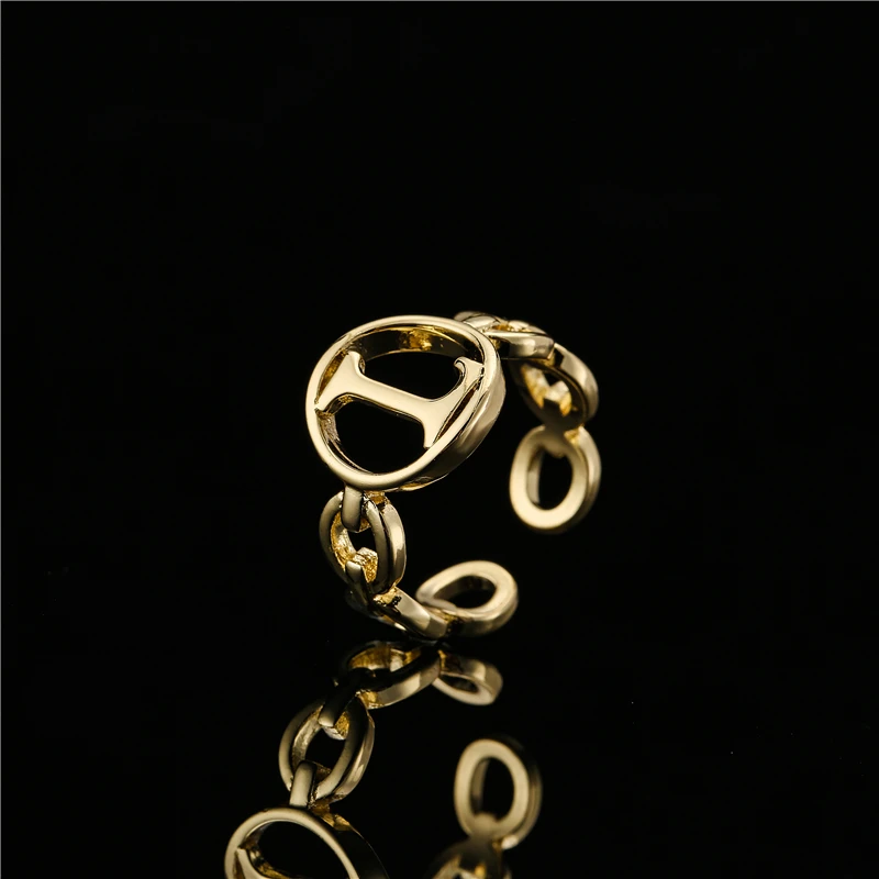 NEWBUY Arany Színű, Üreges Lánc Kezdeti Gyűrűk Nők Lány Állítható Méretű 26 Levelet Nyitott Gyűrű Női Parti Ékszer Ajándék Kép 3 