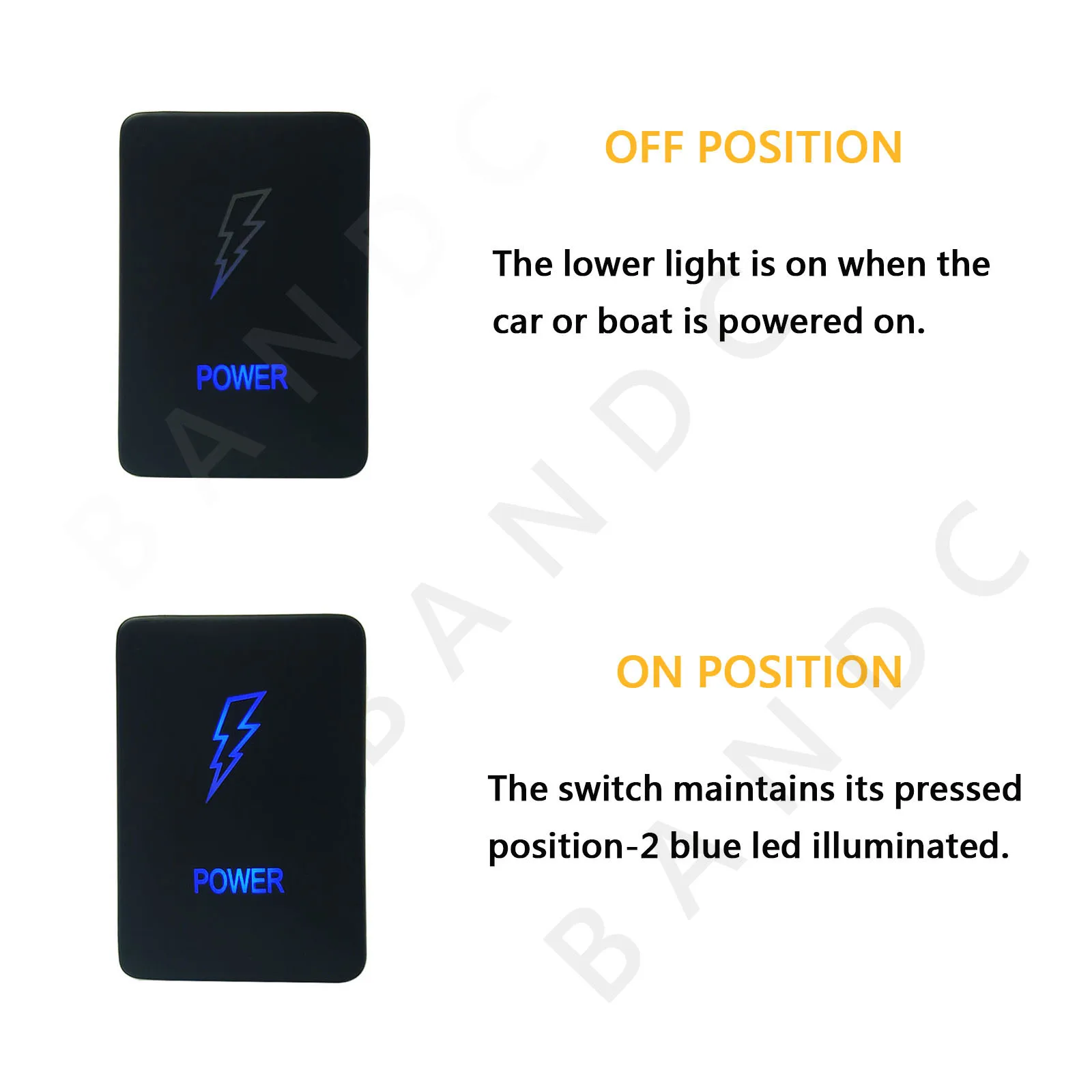 3Amp 12V Kék LED-es Világító Nyomógomb Kapcsoló-POWER - On/Off SPST Toyota Hilux 09/2015 Toyota Prado 150/200, a Vezetékek Kép 2 