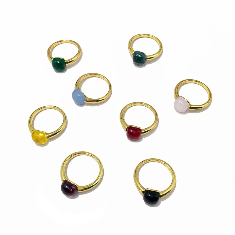 Népszerű Színes Cukorka Design Gyűrű 8 színben Crystal, 3 féle Arany színű Aranyozott Gyűrűket a Szülinapi Buli
