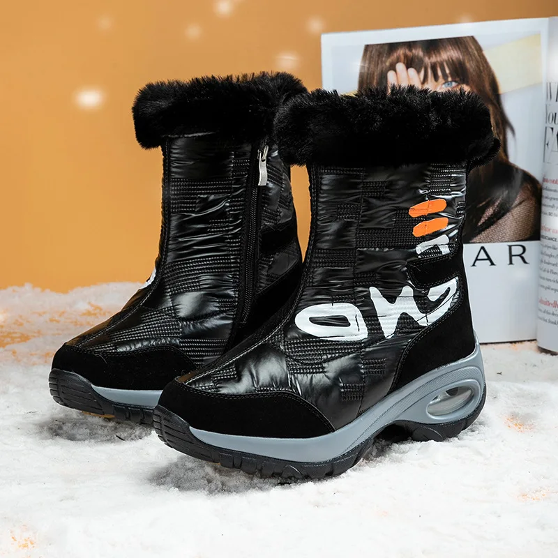 Luxus Designe Cipők Női Cipők Meleg Snow Csizma Téli Tartsa a Nők Borjú Vízálló Zlatan Lánc Platform Csizma