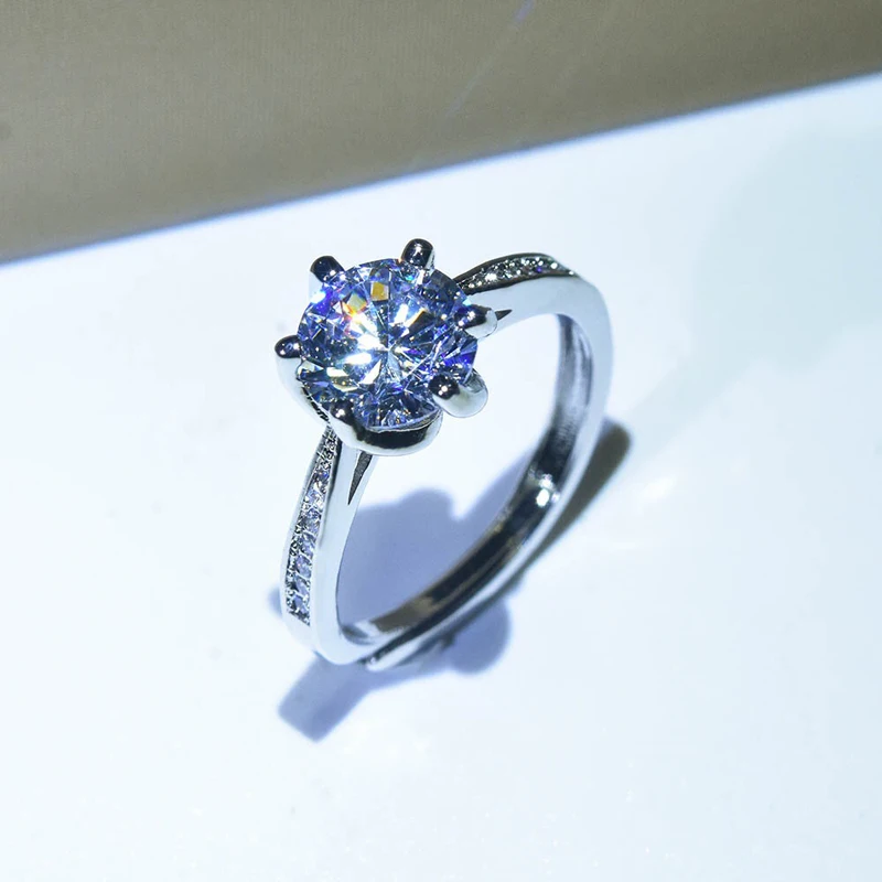 MENGYI Luxus Kecses 6.5 mm AAA Cirkónia Ezüstös Gyűrűk Nők Esküvői Gyűrű kiváló Minőségű Eljegyzési Ékszert