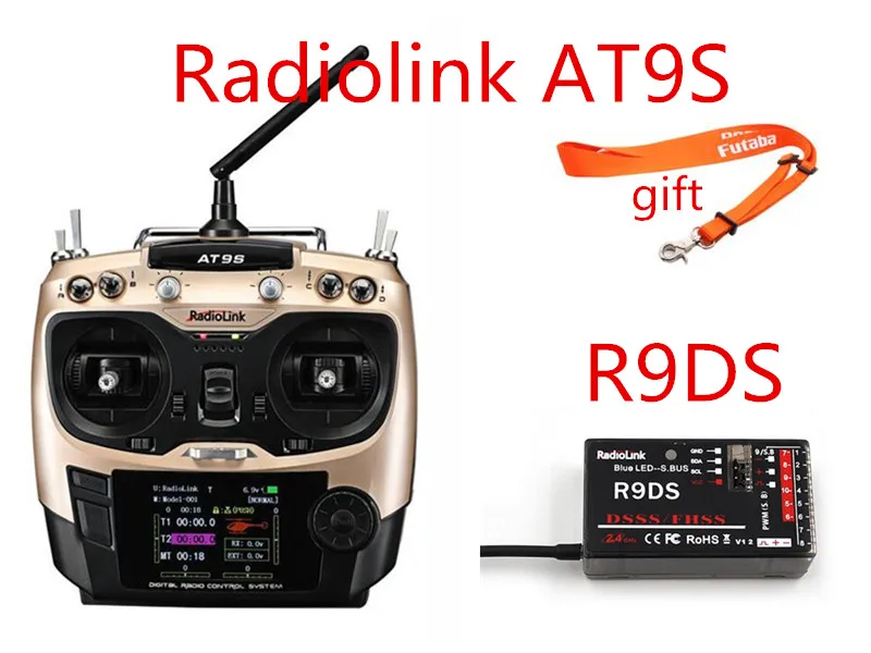 Radiolink AT9S 9CH teljes funkció rádió távirányító R9DS vevő DSSS, valamint FHSS elterjedt specturm támogatás SBUS PPM PWM