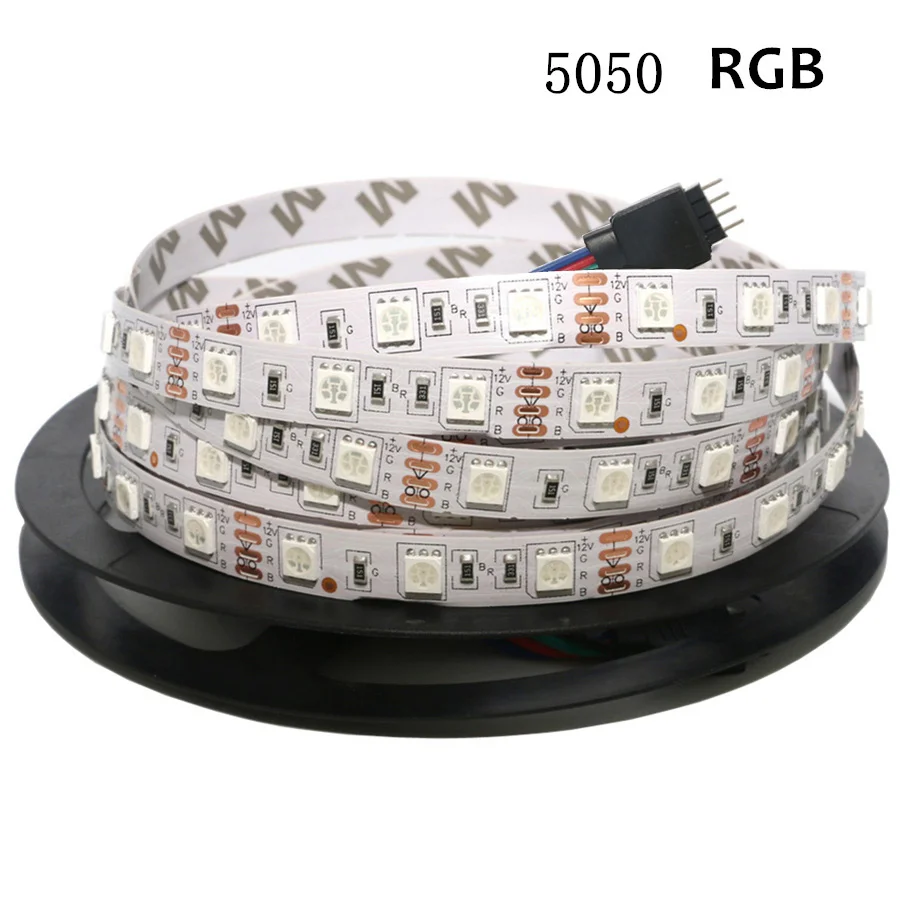 RGB LED Szalag Lámpa SMD 5050 60LED/M Lámpa DC12V Rugalmas, Világos Szalag 1/2/3/4/5M Bár Light Nem vízálló Led Csík Szalag fehér Kép 1 