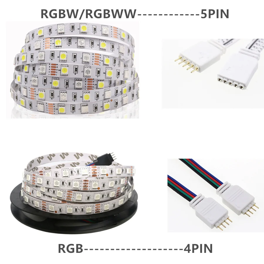 RGB LED Szalag Lámpa SMD 5050 60LED/M Lámpa DC12V Rugalmas, Világos Szalag 1/2/3/4/5M Bár Light Nem vízálló Led Csík Szalag fehér Kép 4 