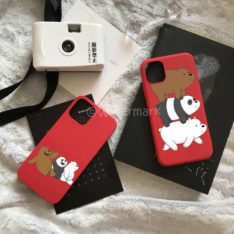 Aranyos-Mi-Puszta-a Medvék Telefon tok IPhone 7 8 6 6 Plusz Xr X Xs 11 12 13 Pro Max Mini Piros cukor Színek Fedezze coque közelében