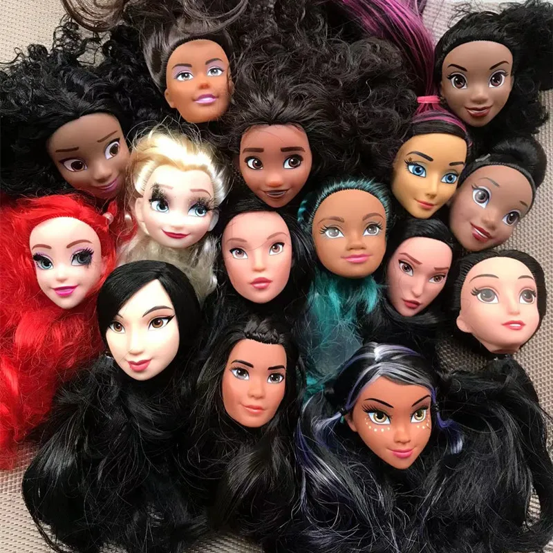 Valódi Szempilla Hercegnő Baba Feje Fehér Piros Fekete Hajú Baba Kiegészítők Ritka Arcát Gyűjtemény Elsa Sellő Barbie-T Fej