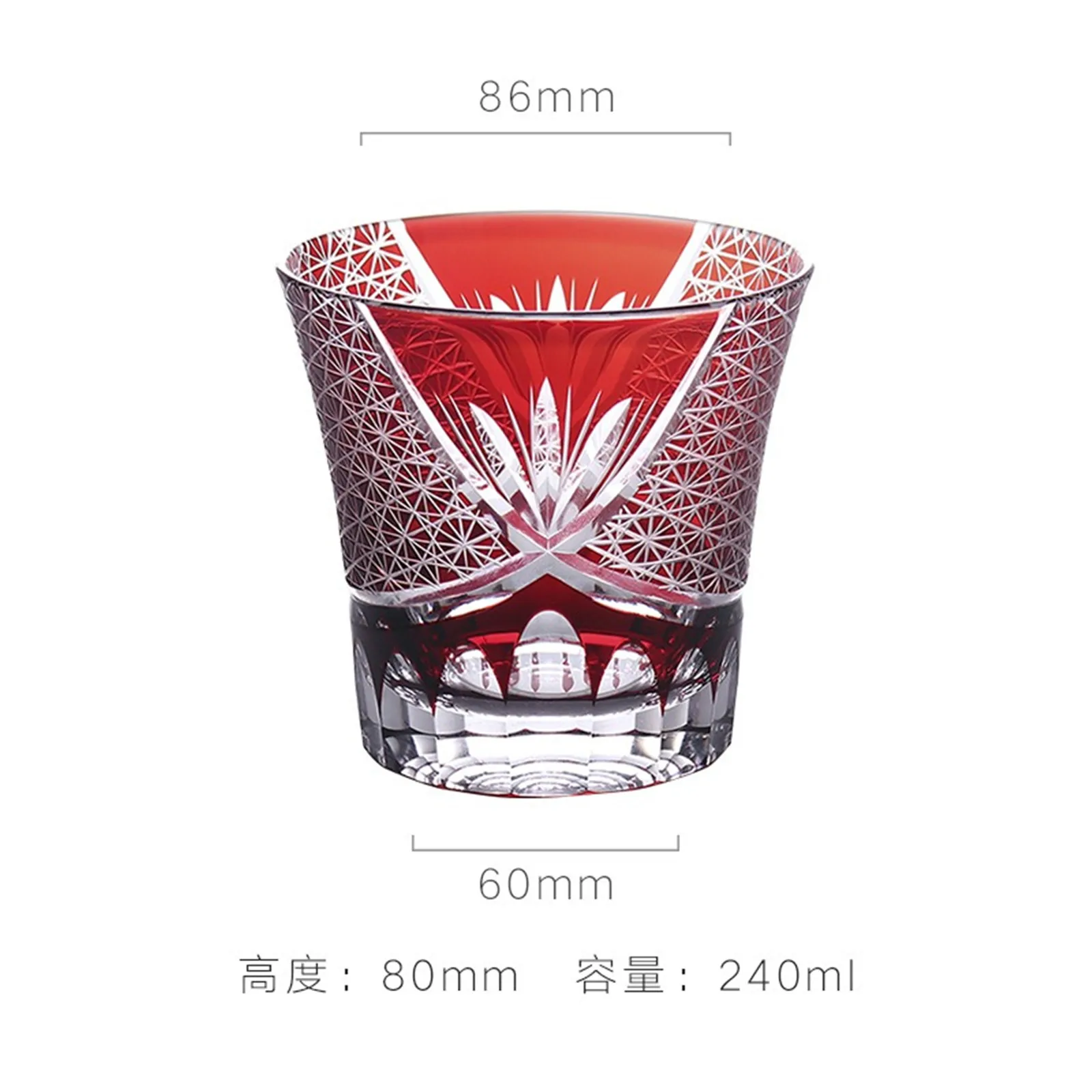 Amber Piros Kristály Whiskys Üveg Whiskyt Szemüveg Népszerű Japán Edo Kiriko Színes Pohár, Átlátszó Üveg Bor