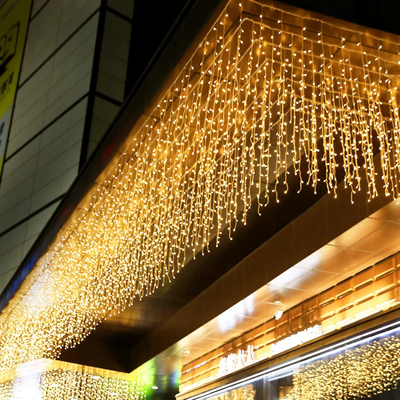 5M Karácsonyi Koszorú LED Függöny Jégcsap String Fények, Bágyadtság 0.4-0.6 m AC 220V Kert Utca Kültéri Dekoratív Karácsonyi Fény Kép 0 