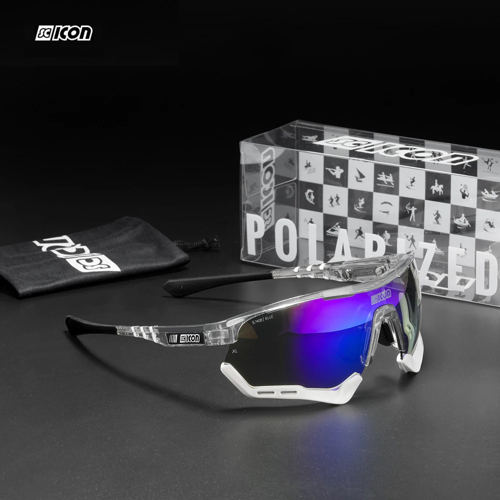 Férfi Sport Napszemüveg Polarizált TR90 Könnyű Súly Goggle Scicon UV400 Védelem Király Mirrir Árnyalatok Ingyenes Doboz