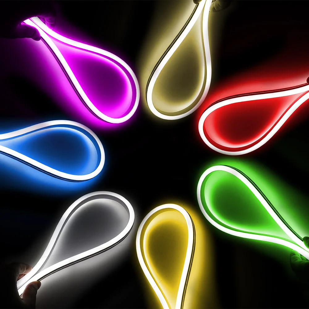 Flex LED Neon Fény, LED-es Világítás 2835 120led/m Kétoldalas Nő Neon Szalag, Kötél, Lámpák Távoli Dimmer Vízálló 220V Áram 110V Kép 2 