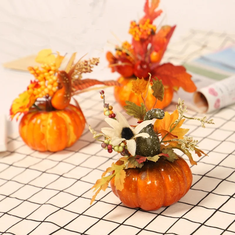 Mesterséges Pumpkin Dekoráció Halloween Party Dekoráció Sütőtök Kerti Asztal Dekoráció Dísz Kézműves Fotó Kellék