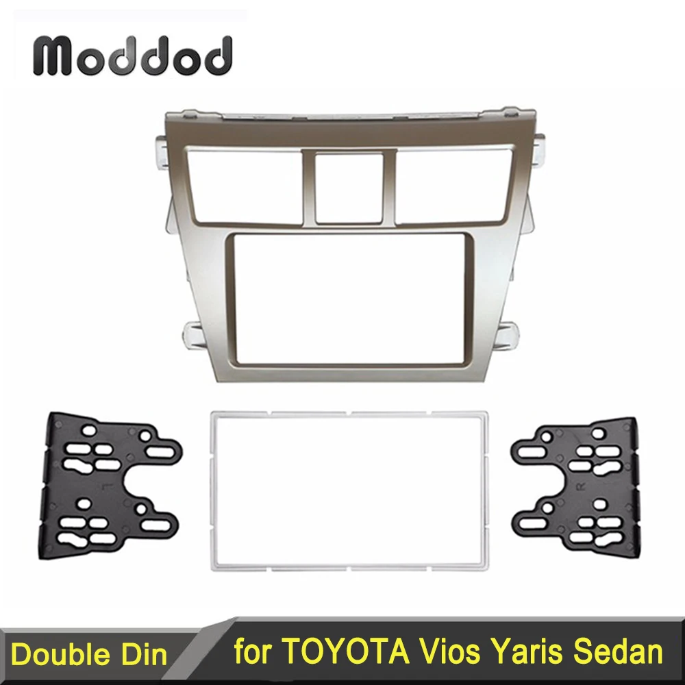 Dupla 2 Din Fascia Toyota Vios Belta Yaris Sedan Rádió-DVD-Hifi Panel Dash Szerelés Telepítés Trim Kit Keret Keret