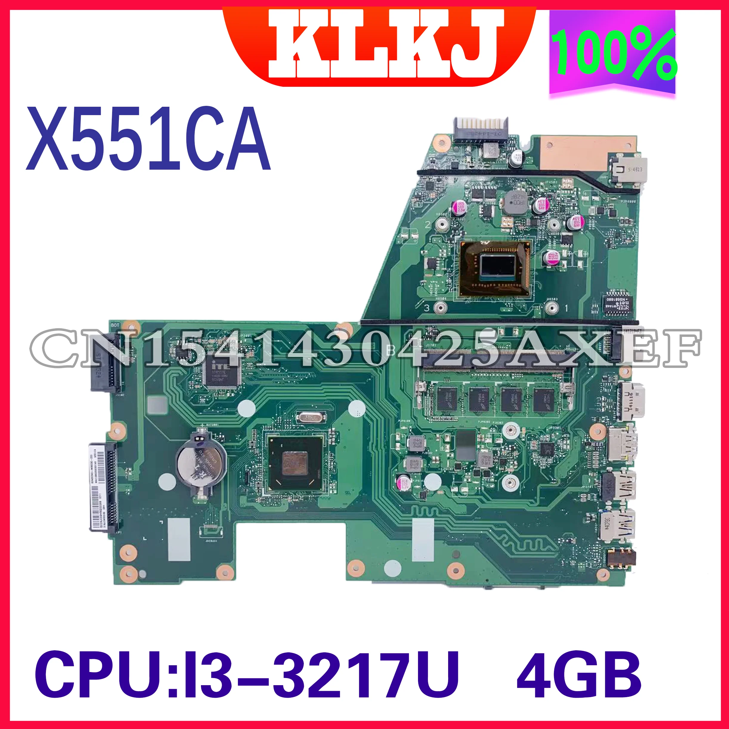 Dinzi új X551CA eredeti alaplap az ASUS X551CAP X551C X551CA laptop alaplap I3-3217U 4 GB-RAM