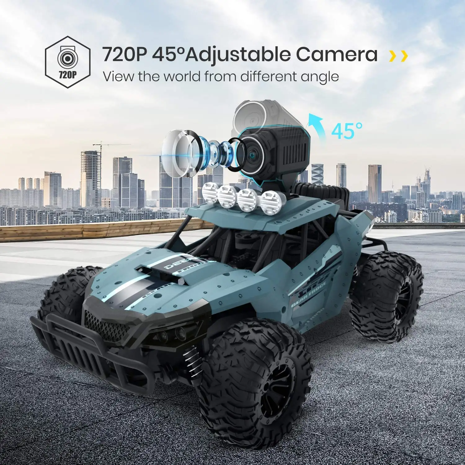 720P HD FPV Fényképezőgép RC Buggy Autó 2WD 2,4 GHz-es Új Hegymászó Jármű Telefon App Távirányító Teherautó Offroad Gyerekeknek Játékok Fiúknak