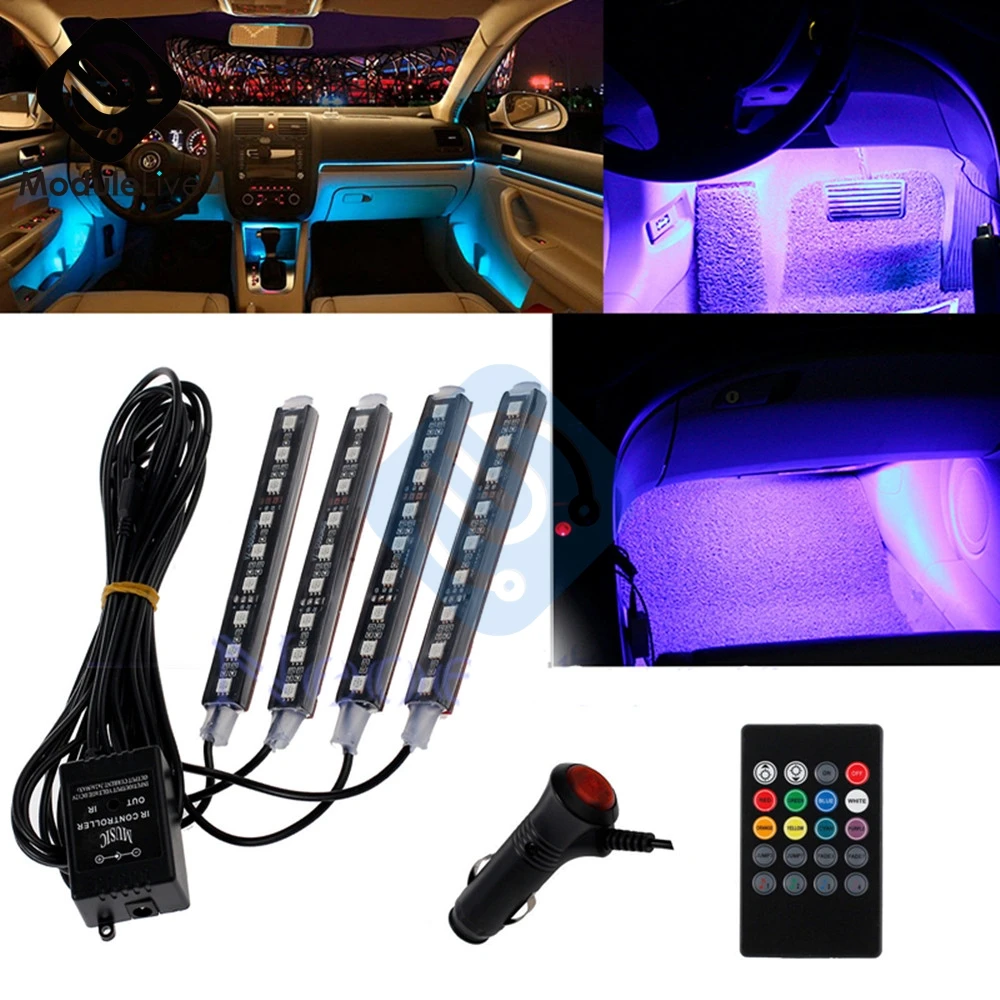 LED Autó Láb Fény Környezeti Lámpa Csík, USB, Vezeték nélküli, Távoli Zene Vezérlés Több Mód Autóipari Belső Dekorációs Lámpa