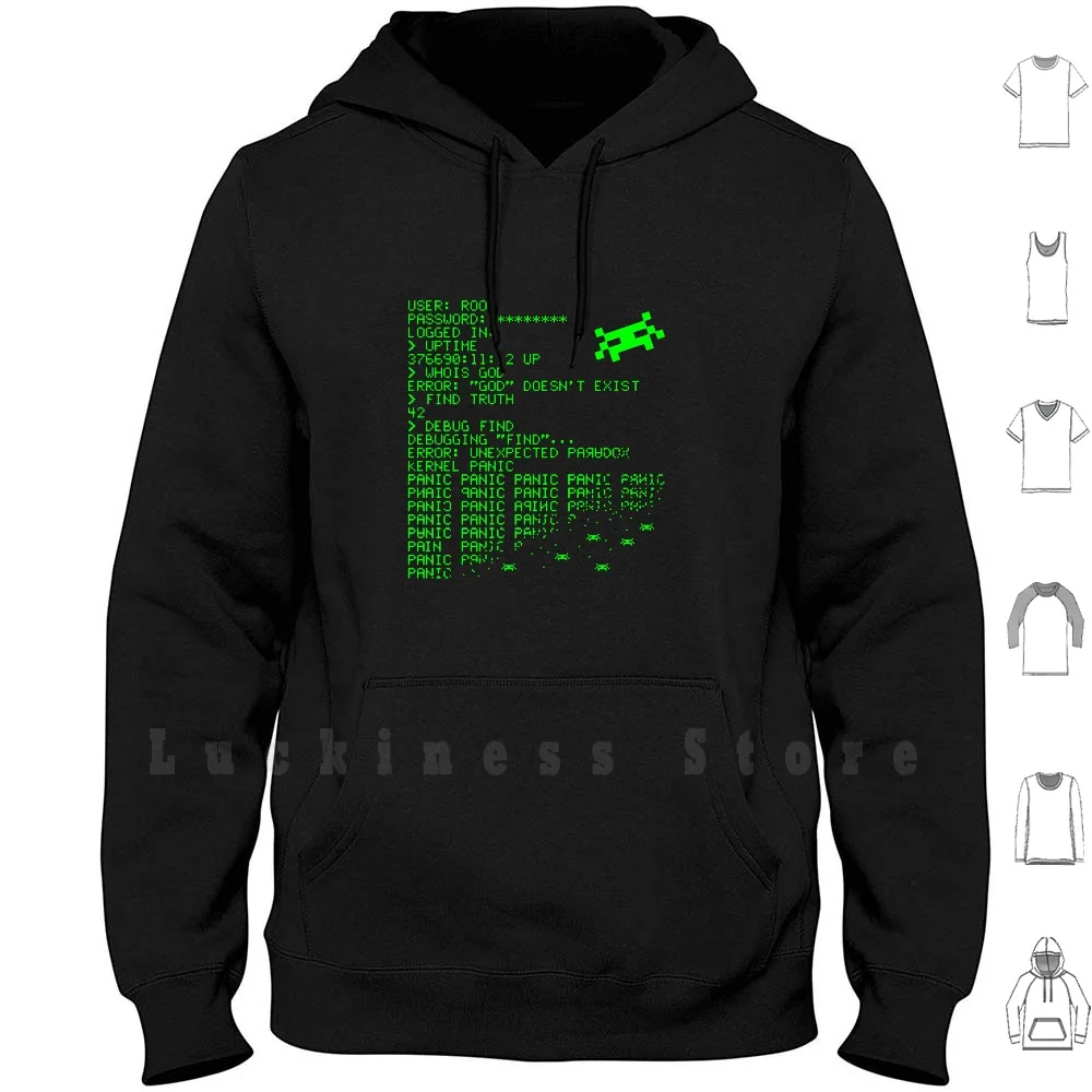 Kernel Pánik! - Zöld kapucnis felső Hack Feltörő Hacker Linux Unix Retro