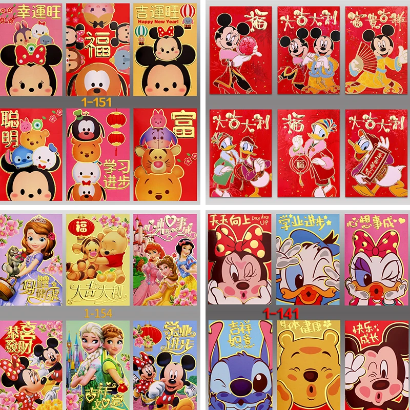 Disney Mickey Kínai Új Év Vörös Zsebében Meleg Sajtolás Kreatív Piros Táska Tavaszi Fesztivál Házasság Szülinapi Piros Boríték Boríték