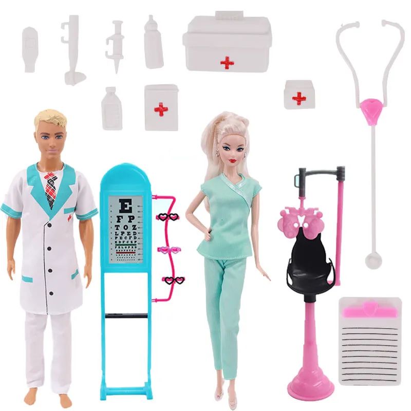 Orvos, Nővér, Ruha, Mini Orvosi Berendezés,Védőruha ,Egységes Alkalmas 11.5 Hüvelyk Ken & Barbie Babát Is, Meg A Bjd Baba
